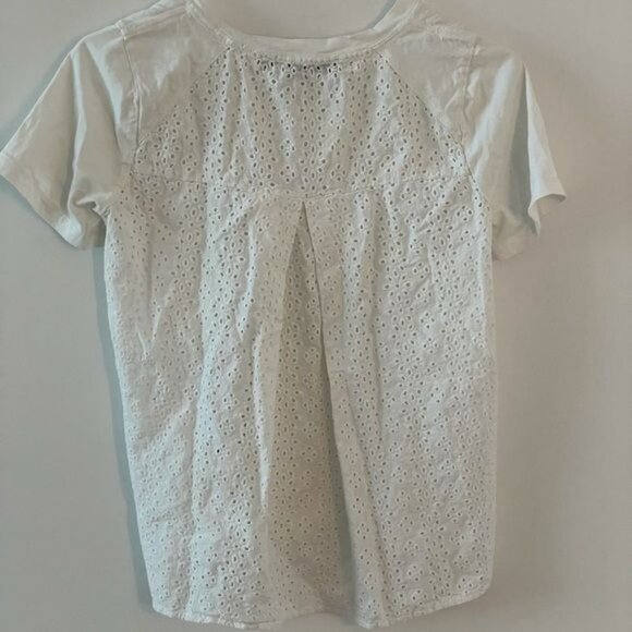 VERONICA BEARD Womens White Mauna Eyelet Short Sleeve Crew Neck Tee SMALL - Picture 10 of 11